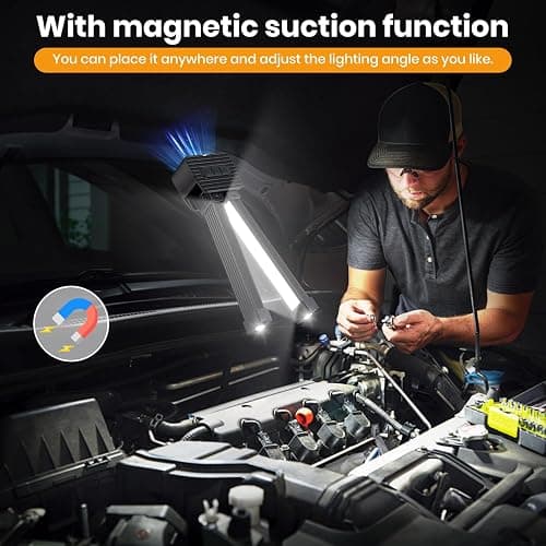 Gym Lamp, Portable Gym Light Posing Lamp Magnetic LED Flashlight 7th Gear Dimming with Hanging Hook 180° Folding (Black) thumbnail 6