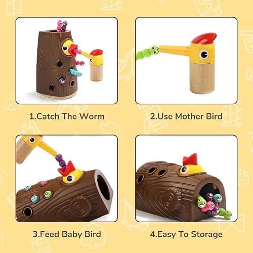 TOP BRIGHT Montessori Toys for 2 Year Old - Magnetic Bird Feeding Games for 2 Year Olds, Learning Toys for Toddlers 2-4 Years, Fine Motor Skills Toy for 3 Years Old Girls and Boys thumbnail 5