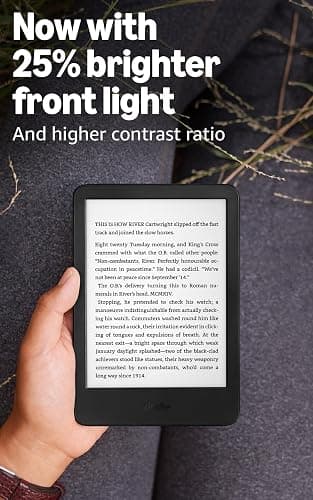 Amazon Kindle 16 GB (newest model) - Lightest and most compact Kindle, now with faster page turns, and higher contrast ratio, for an enhanced reading experience - Black thumbnail 2