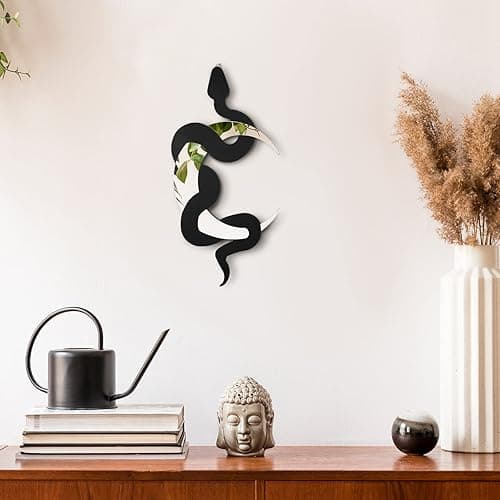 Weysat Black Snake and Crescent Moon Mirror Gothic Wall Decor Gothic Snake Decor Boho Hanging Mirrors Home Decorative Wall Art for Living Room Bathroom Bedroom Hallway thumbnail 4