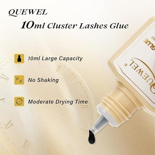 QUEWEL Lash Clusters Glue 10ml Black DIY Lash Extensions for Individual Lashes Long-Lasting No Irritation, Large Capacity No Shaking (Black-10ml) thumbnail 2