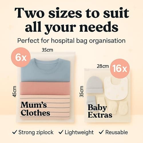 Hospital Bag Organiser Pouches 22 With Labels Hospital Bag Maternity Essentials For Baby Maternity Organiser Bags For Mum And Newborn Pregnancy Essentials Pouches For Mum And Baby In Various Sizes thumbnail 3