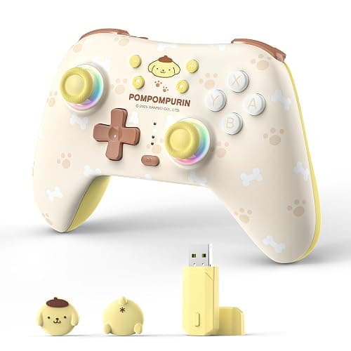 Kuitmor Yellow Switch Controller,Yellow Dog Hall Effect Controllers Wireless for Switch 2/1/OLED/Lite,PC,Android,iOS, Bluetooth + Wired + 2.4G Receiver,1000mAh Battery,6-Axis Gyro,Dual Vibration,RGB Breathing Light - Image 1