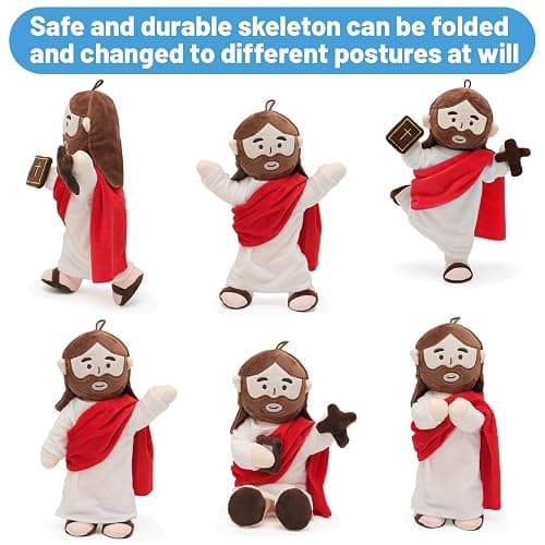 Yelakey Jesus Plush Doll with Jointed Skeleton Jesus Plushie 13.4" Poseable Jesus with Removable Accessories Easter Christian Gifts for Kids (Red) thumbnail 4