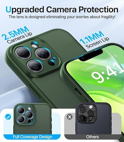 Shiiuou Shockproof for iPhone 13 Pro Case, [Camera Protection] [Military-Grade Drop Protection] Protective Anti-Yellow Slim Translucent Skin-Friendly for iPhone 13 Pro Phone Case, Forest Green thumbnail 2
