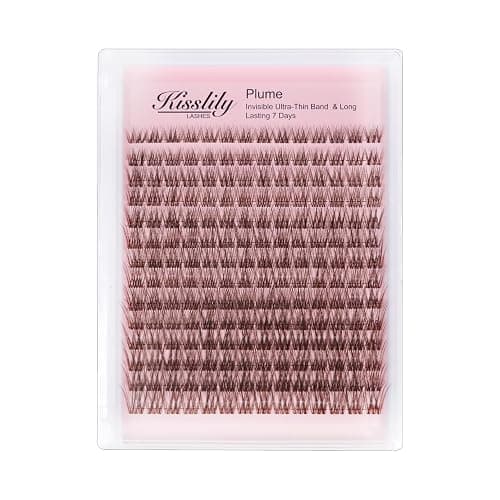 Plume Brown Lashes Natural Lash Clusters with Invisible Band DlY Eyelash Extensions with Bond and Seal 8-16mm C Curl Beginner Individual Lashes Long lasting Makeup For Girl - Image 1