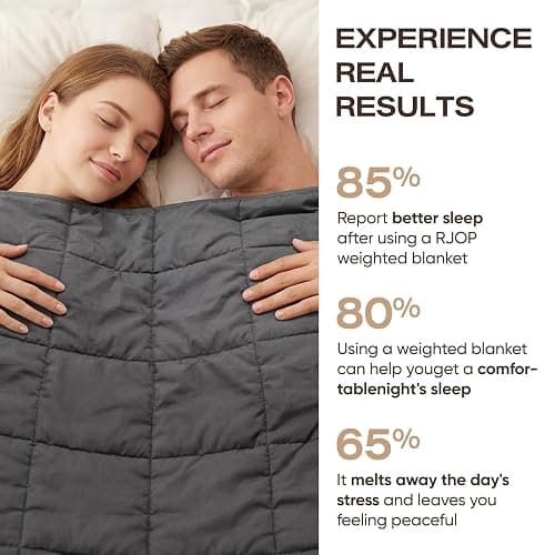 RJOP Cooling Weighted Blanket for Adults (15lbs, 60"x80") Heavy Blanket with Premium Glass, Queen Size Perfect for 190-210 lbs, Soft Breathable, Dark Grey thumbnail 4