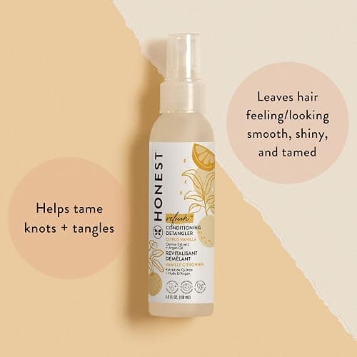 The Honest Company Conditioning Hair Detangler, Tear-Free, Hypoallergenic, Leave-In Conditioner and Fortifying Spray, Citrus Vanilla Refresh, 4 fl oz thumbnail 2