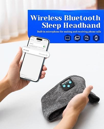 Perytong Sleeping Headphones Bluetooth Headband, Soft Long Time Play Sleeping Headsets with Built in Speakers Perfect for Workout,Running,Yoga,Travel, Darkgray thumbnail 7