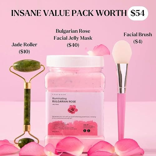 Jelly Face Mask for Facials - Bulgarian Rose Hydrating, Brightening & Nourishing Jelly Mask with Free Jade Roller & Spatula | Professional Hydrojelly Masks | Christmas Gifts for Women, Gifts for Women thumbnail 7