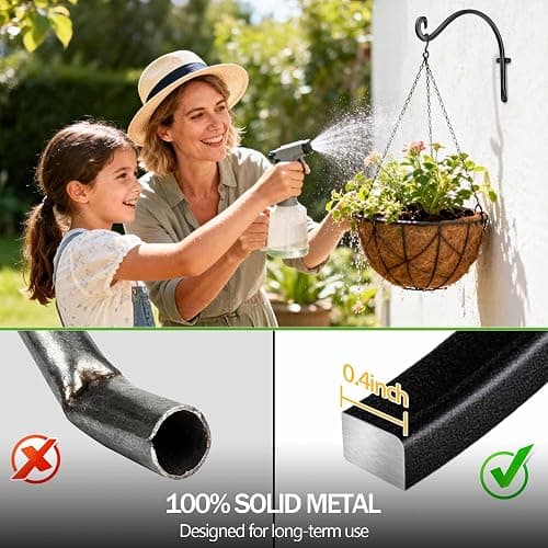 AJART 4 Pack Heavy Duty Plant Hanger: 12 Inch Bracket for Wooden Fence | Set of 4 Solid Iron Hooks, 50 Lbs Capacity for Heavy Bird Feeders, Anti Drop Deep U Hook, Hardware for Brick Walls thumbnail 5