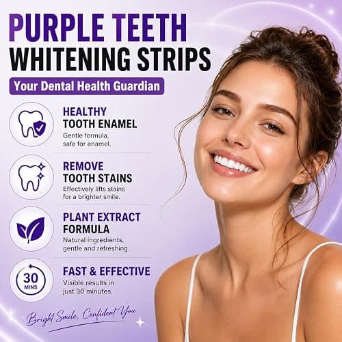 Purple Teeth Whitening Strips – V34 Color Correction, Teeth Whitening Strips for Brighter Smile, Helps Neutralize Yellow Tones, Gentle Whitening for Sensitive Teeth, 28 Strips (14 Treatments) thumbnail 4