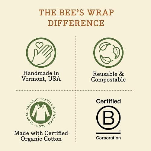 Bee's Wrap Beeswax Food Wraps, 3 Pack Assorted - Botanical | Organic Beeswax Wraps - Small, Medium & Large - Plastic Free - Reusable Food Storage - Cheese & Produce - Made in USA thumbnail 9