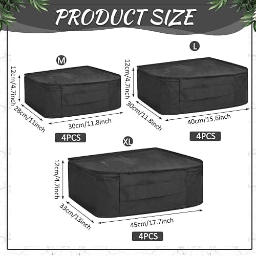 Silkfly 12 Pcs Packing Cubes for Travel,XL, L, M,Classic,Black | Large Mesh Organizer for Suitcase Luggage, Compression Style, Hiking Camping Trips, Lightweight Durable Space Maximizer thumbnail 2