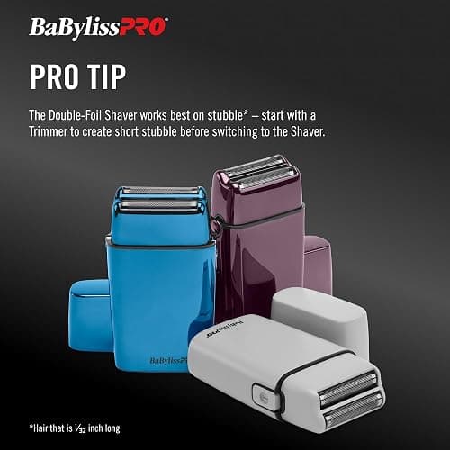 BaBylissPRO METALFX Double Foil Shaver, Handheld Electric Razor for Travel, Portable Cordless Close Face Shaver for Head, Beard, & Neck thumbnail 5
