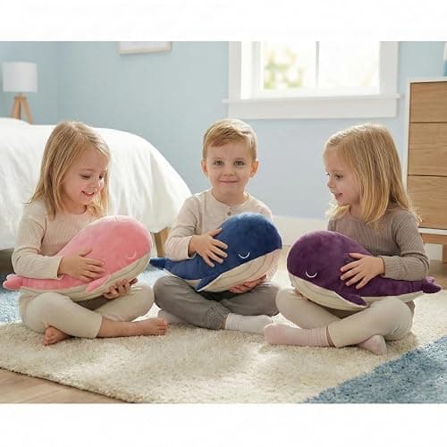MUPI Whale Stuffed Animals Plush Pillow 4 Size Cute Soft Cotton Plushies Pillows Kawaii Blue Whale Toy Gifts for Kids Boys Girls Adults (Blue, 10 Inch) thumbnail 2