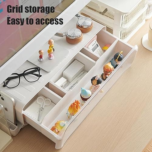 WMM Monitor Stand Riser, Computer Monitor Stand with Drawer and Display Minifigures, Computer Desktop Stand with Lights, Removable Elevated Structure, Compatible with Computers, Desktops, and Laptops thumbnail 5