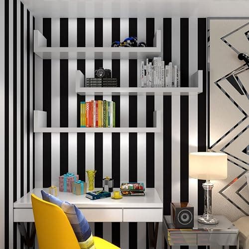 Cohoo Home Black and White Wallpaper Peel and Stick Striped Contact Paper for Cabinets Black and White Contact Paper Modern Self-Adhesive Removable Wallpaper Bedroom Bathroom Waterproof 197inL 18inW thumbnail 6