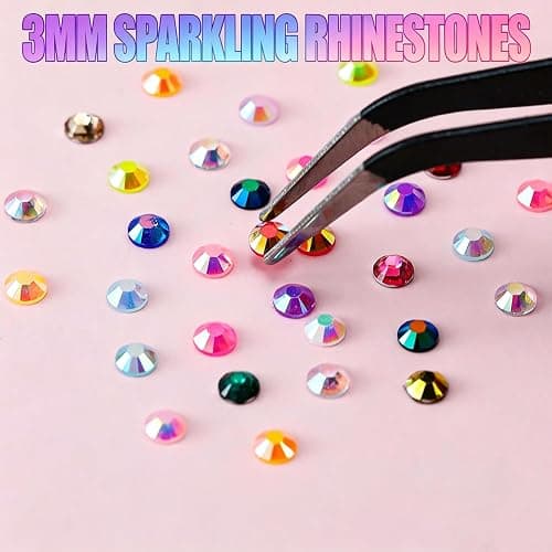 79000Pcs 56 Colors Rhinestones Bedazzling Kit, 3mm Flatback Resin Rhinestones with 3Pcs B7000 Glue Tools All Stored in One Box, Bedazzler Kit with Rhinestones and Tools for DIY Arts Crafts Gifts thumbnail 7
