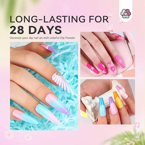 SAVILAND Dip Powder Nail Kit with Drill - 20 Colors Summer Neon Dip Nails Powder Starter Kit with Everything Dip Liquid Dipping System Base Top Coat Activator Manicure Art Salon DIY Christmas Gift thumbnail 4
