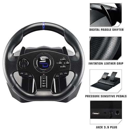 Subsonic Superdrive - SV750 Drive pro sport steering wheel with pedals, paddles shifter and vibration - Xbox Serie X/S, PS4, Xbox One, Switch, PC (programmable for all games) (Xbox Series X/) thumbnail 3