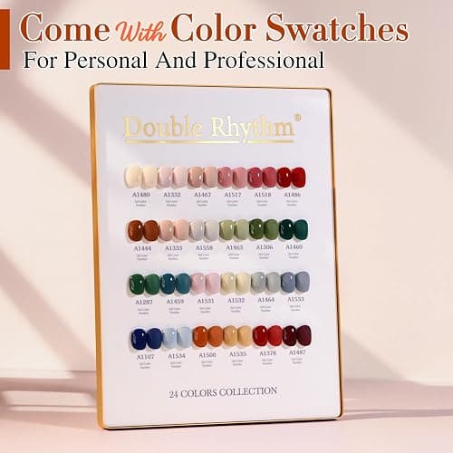 Double Rhythm 28Pcs 0.5Oz Gel Nail Polish Set Same Color Same Bottle Soak Off Gel Polish Kit Nail Art Manicure Salon DIY at Home for Women (Burgundy Green Collection-T24-1) thumbnail 9