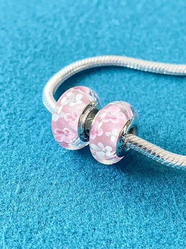 Original Murano Glass Charms for Pandora Bracelets, Authentic 925 Sterling Silver Charms for Bracelets, Murano Flowers Charms, Glass Beads fit Pandora Style Bracelet for Women thumbnail 6