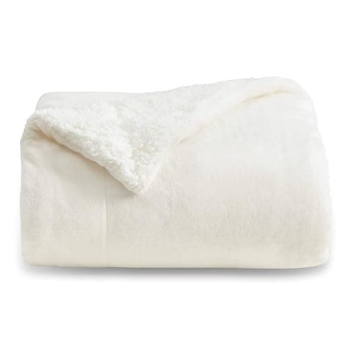 Bedsure GentleSoft Sherpa Fleece Twin Size Blanket for Couch, Non-Heated, Thick and Warm Throw for Women and Men, Soft Fuzzy Plush Twin Blanket for Spring, Cream, 60x80 Inches - Image 1