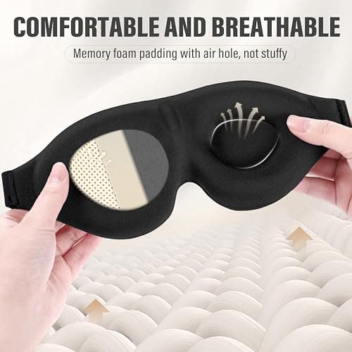 YIVIEW Sleep Mask for Side Sleeper, Complete Light Blocking 3D Sleeping Eye Mask, Soft Breathable Eye Cover for Women Men, Relaxing Zero Pressure Night Blindfold - Black thumbnail 5