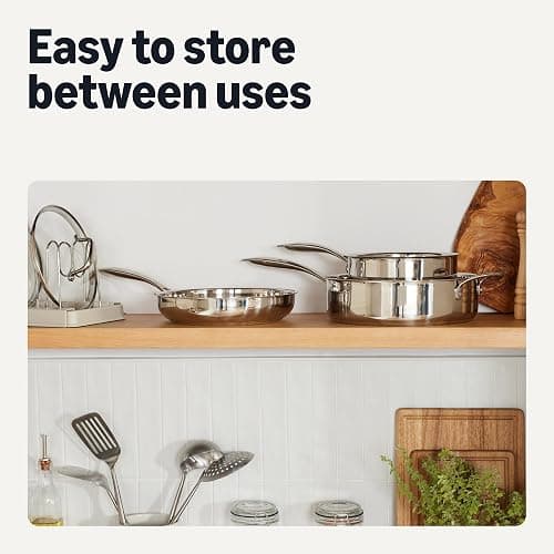 Amazon Basics Stainless Steel Cookware Set, 5-Piece, All Cooktop Friendly, Dishwasher-Safe, Induction Compatible thumbnail 6