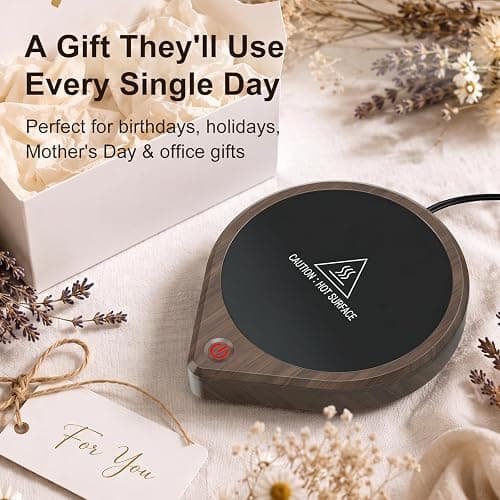 COANTO Coffee Mug Warmer for Desk, Electric Beverage Warmer with 3 Temperature Settings, 4H Auto Shut Off, Coffee Cup Warmer Plate for Flat-Bottom Mugs, Coffee Tea Cocoa Warmer, Wood Grain thumbnail 9