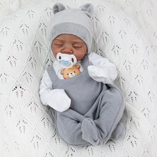 CHAREX Realistic Reborn Baby Dolls Black - 18 Inch Real Life Baby Doll African American Real Baby Boy, Lifelike Newborn Baby Doll Poseable Soft Body, Gift Set with Accessories for Kids Aged 3+ thumbnail 2