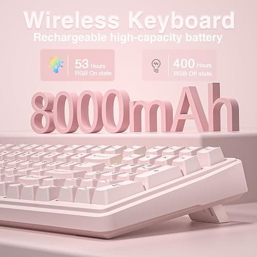 AULA F99 Wireless Mechanical Keyboard-Silent Version,Tri-Mode(BT5.0/2.4GHz/USB-C),Gasket Structure,Hot Swappable Mechanical Keyboard with Pre-lubed Linear Switches,RGB Backlit PC Gaming Keyboards,Pink thumbnail 8