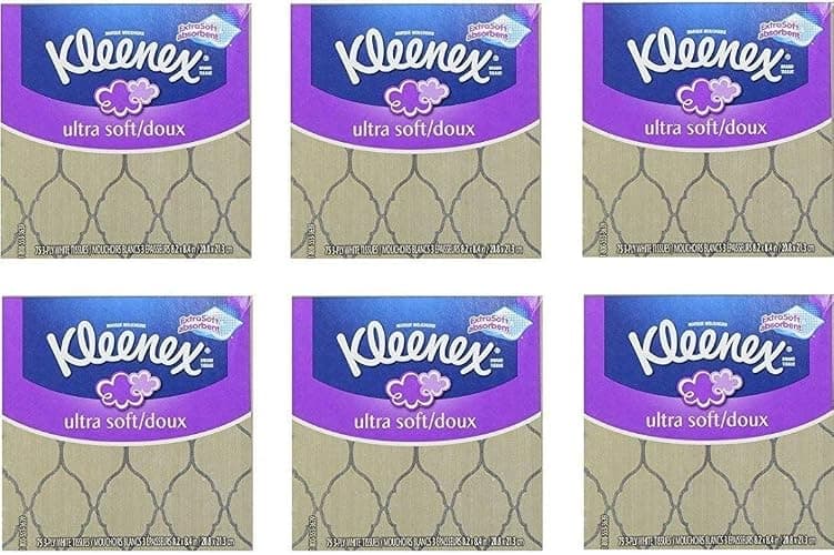 Kleenex Ultra Soft Facial Tissues Thick and Absorbent & Strong 75 3-PLY White Facial Tissues 6 Cubes Bundle Pack â‚¬â€œ 450 Total Tissues. Variety of Assorted Colors and Designs - Image 1