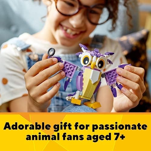LEGO Creator 3 in 1 Fantasy Forest Creatures, Woodland Animal Toys Set Transforms from Rabbit to Owl to Squirrel Figures, Gift for 7 Plus Year Old Girls and Boys, 31125 thumbnail 6