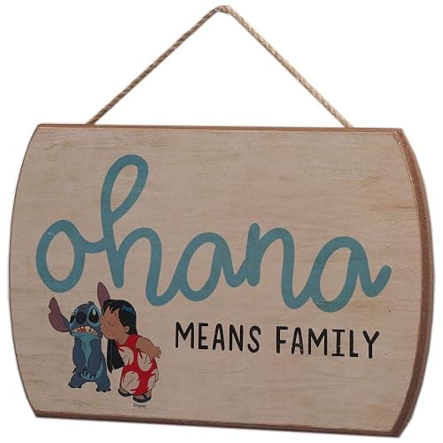 Disney Lilo and Stitch Ohana Means Family Hanging Wood Wall Decor - Cute Ohana Sign for Home Decorating thumbnail 5