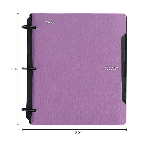 Five Star Flex Refillable Notebook + Study App, College Ruled Paper and 1-1/2 Inch TechLock Ring Binder with Pockets, Tabs and Dividers, 300 Sheet Capacity, Amethyst Purple (29324AB6) thumbnail 3