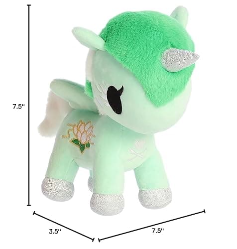 Aurora Enchanting ©Tokidoki Flower Power Water Lily Unicorno Stuffed Animal - Bright & Colorful Design - Showpiece Plush - Green 7.5 Inches thumbnail 2