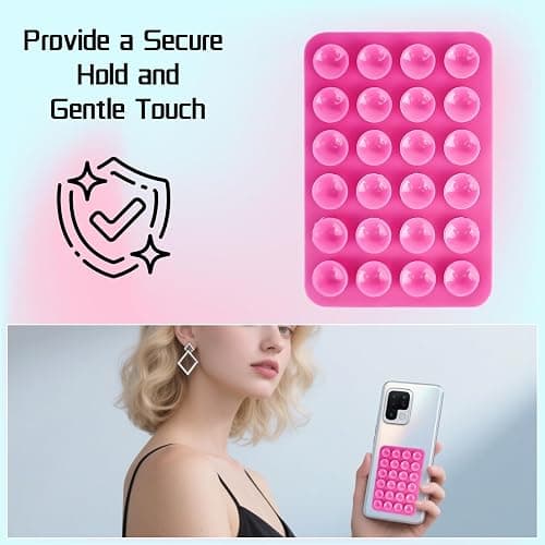 Oslynia 6 Pcs Silicone Suction Cup Phone Holder, Double-Sided Sticky Phone Suction Grip Accessories, Waterproof Hands-Free Suction Smartphone Mount, Cellphone Case Accessories (Pink, White, Black) thumbnail 4