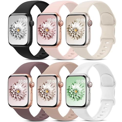 6 Pack Sport Bands Compatible with Apple Watch Band 38mm 40mm 41mm 42mm 44mm 45mm 49mm 46mm,Silicone Waterproof Strap for iWatch Apple Watch Series 11 10 9 Ultra 8 7 6 5 4 3 2 1 SE Women Men - Image 1
