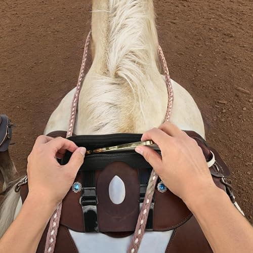 8.   Cosmos Horse Saddle Bag Pommel Pocket Saddle Horn Bag Cell Phone Holder Small Saddle Pouch for Holding Smartphone Keys Cards, Horse Tack Accessories thumbnail 4