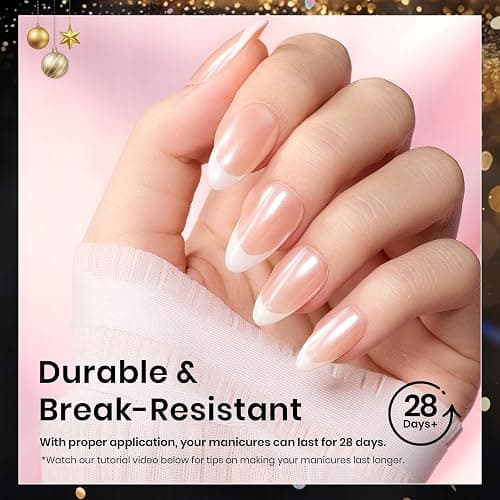 Beetles Gel Nail Tips Etch-X, Almond Short Fake Nails, 288pcs 12 Sizes, Press on Pre-Etched Half Matte Full Cover Acrylic False Nail Tips Almond Shape Nail Supplies Easy DIY Extension Gift for Women thumbnail 6