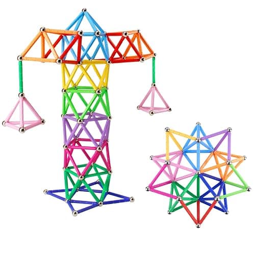 Beicarin 204 Pcs Magnetic Building Sticks Blocks Toys, 2.3" Length Magnet Educational Stacking Toys Set for Kids and Adult, STEM Building Toy 3D Non-Magnetic Balls with Storage Bag thumbnail 6