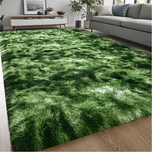 Nuttumico Fluffy Modern Area Rugs for Living Room Bedroom, 4x6 Feet Plush High Pile Dark Green Rug for Kids Girls Room Nursery Home Decor, Upgrade Non-Slip Girls Bedroom Soft Indoor Rug thumbnail 2