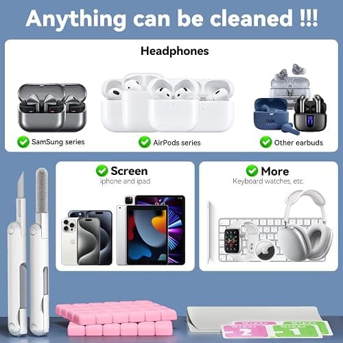 Wowwat for AirPods Cleaning Kit with Cleaner Pen&Cleaning Putt-Pink | 48 Pack Multifunction Deep Cleaner Tool Headphones for Airpods Pro 4 3 2 1 Generation Phone Charging Port,Earbuds thumbnail 2