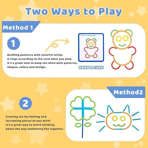 142pcs Wooden Pattern Blocks Montessori Smart Sticks Wooden Tangram Puzzle STEM Toy Activities Preschool Brain Teaser Montessori Toys Gift for 3 4 5 Years Old Kids Boys Girls thumbnail 4