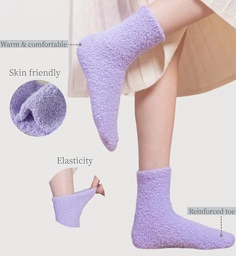 Tofox 6 Pairs Fuzzy Socks For Women Soft Home Slipper Socks Fluffy Sleeping Socks don't Shed Lint thumbnail 4