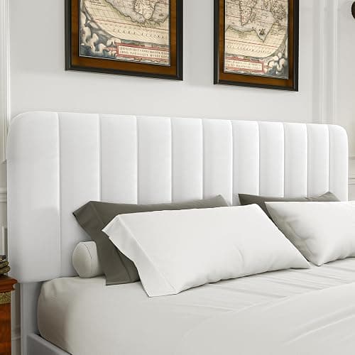 VECELO Queen Size Upholstered Bed Frame with 4 Drawers and Headboard, Velvet Platform Storage Bedframe, Wooden Slats Support, No Box Spring Needed,Snow-White thumbnail 3