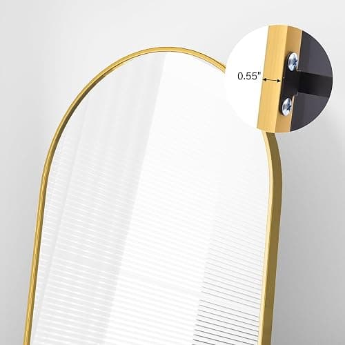 Floor Mirror, 64"x21" Gold Full Length Mirror, Arched Mirror Full Length, Freestanding Mirrors, Arch Floor Length Mirrors with Thin Aluminum Frame Hanging or Leaning, Wall Mounted Mirror for Bedroom thumbnail 5