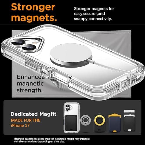 AICase for iPhone 17 Case Clear with Magsafe Heavy Duty Drop Protection Full Body Rugged Shockproof/Dust Proof Triple Layer Transparent Military Protective Tough Durable for iPhone 17 6.3"_1 thumbnail 5